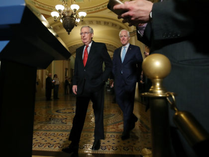 Senate Lawmakers Address The Media After Their Weekly Policy Luncheons