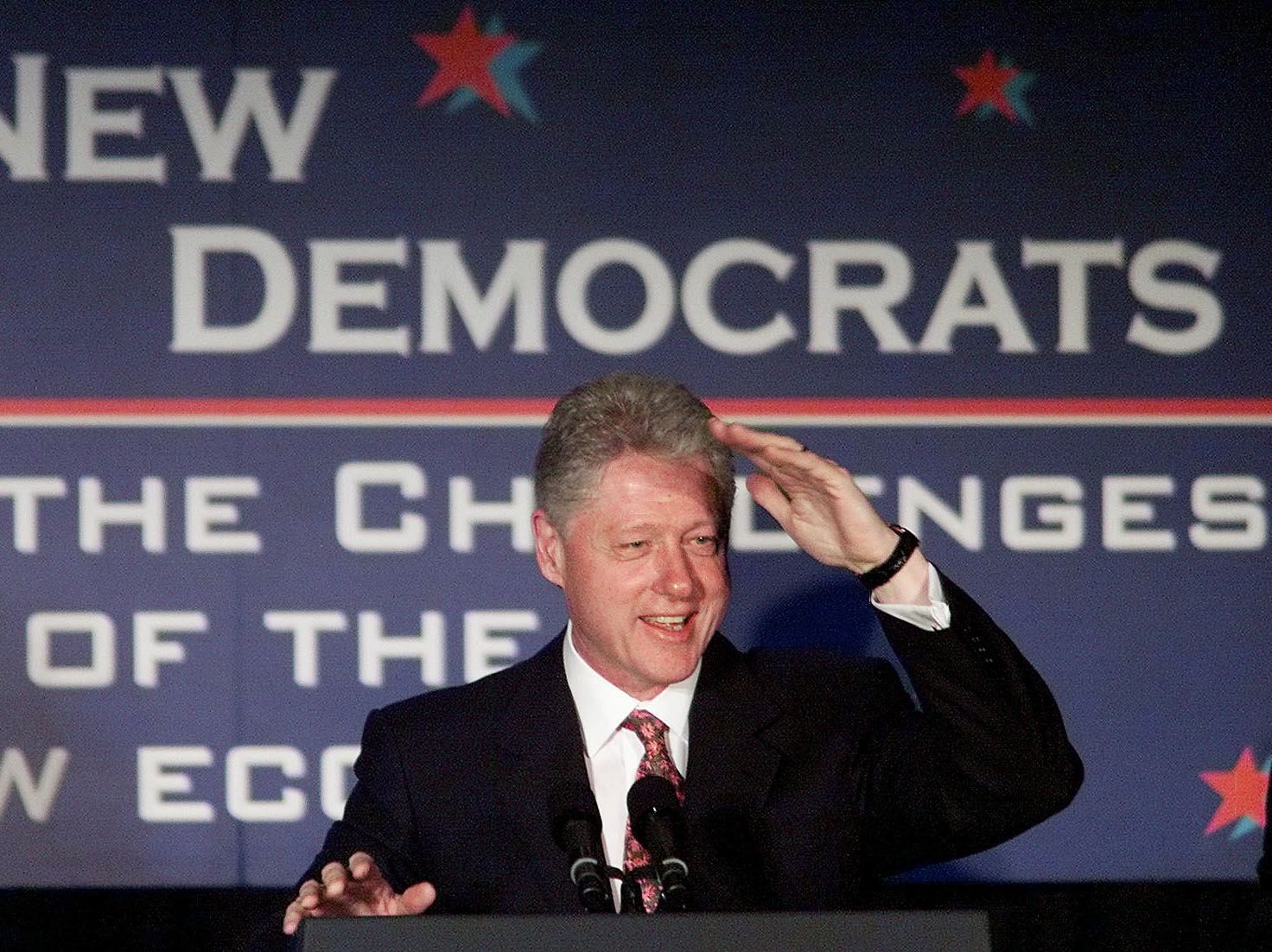 US President Bill Clinton addresses the Democratic