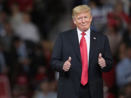 President Trump Holds Rally In Topeka, Kansas