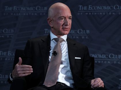 Jeff Bezos Speaks At Economic Club Of Washington With Club President David Rubenstein