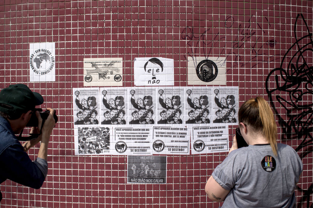 Protestors Rally Against Brazilian Presidential Candidate Jair Bolsonaro