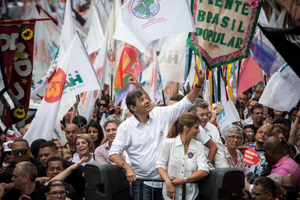 Brazilian Presidential Candidate Fernando Haddad Campaigns In Sao Paulo, Brazil Ahead Of Country's Election