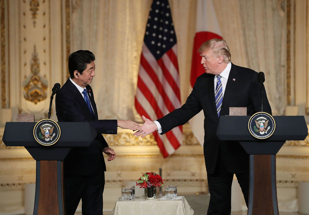 President Trump And Japanese Prime Minister Abe Hold Joint Press Conference At Mar-a-Lago