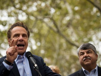 NY Gov. Cuomo And AFL-CIO President Join Union Members In Spectrum Protest