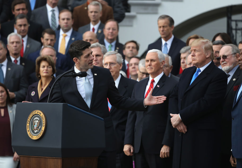 President Trump Speaks On The Passage Of The GOP Tax Plan At The White House
