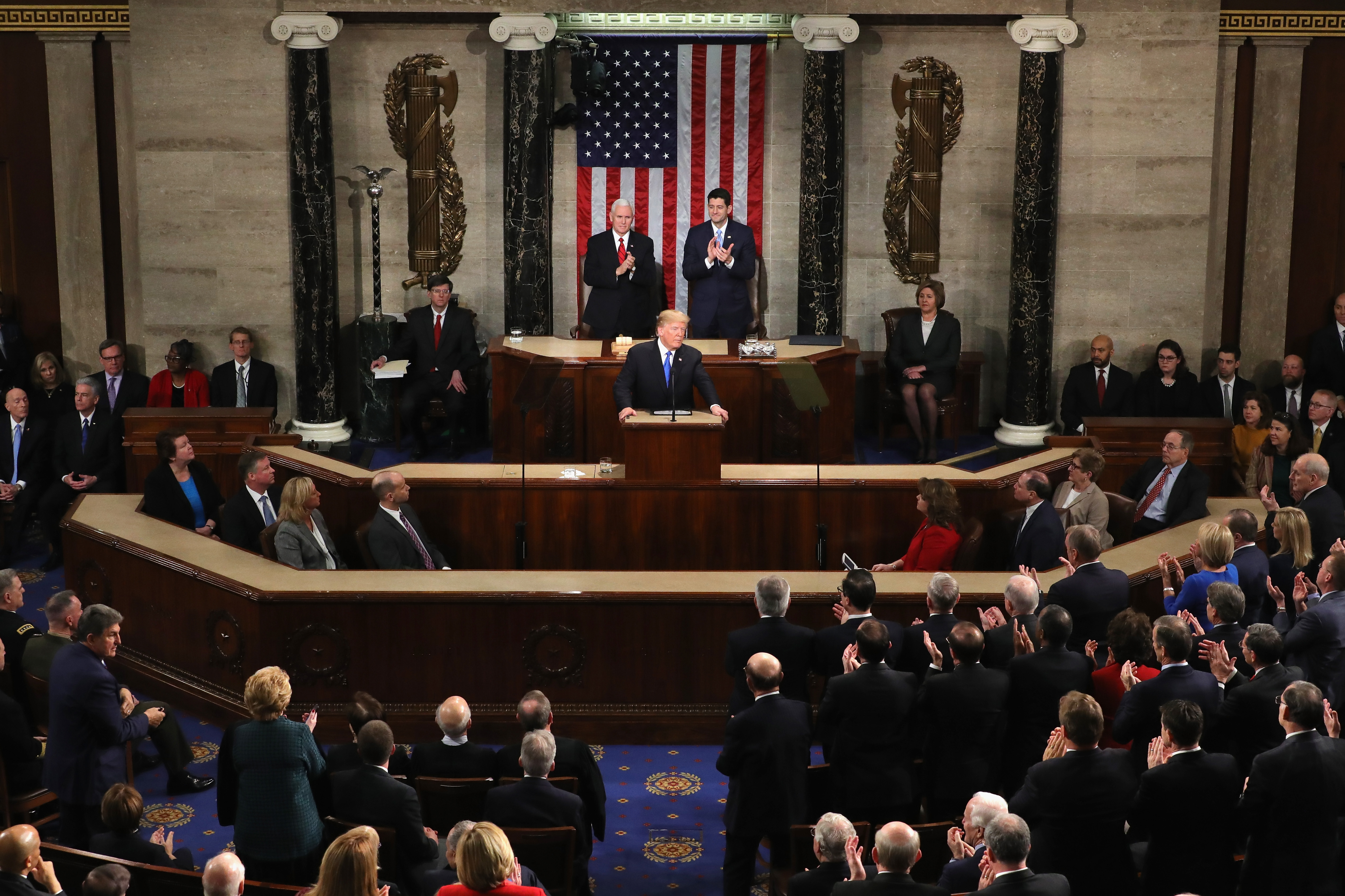 President Trump Addresses The Nation In His First State Of The Union Address To Joint Session Of  Congress