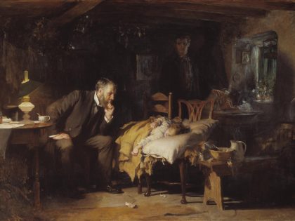 The Doctor exhibited 1891 by Sir Luke Fildes 1843-1927
