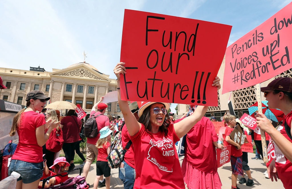 Arizona Teachers Go On Strike And March To State Capitol