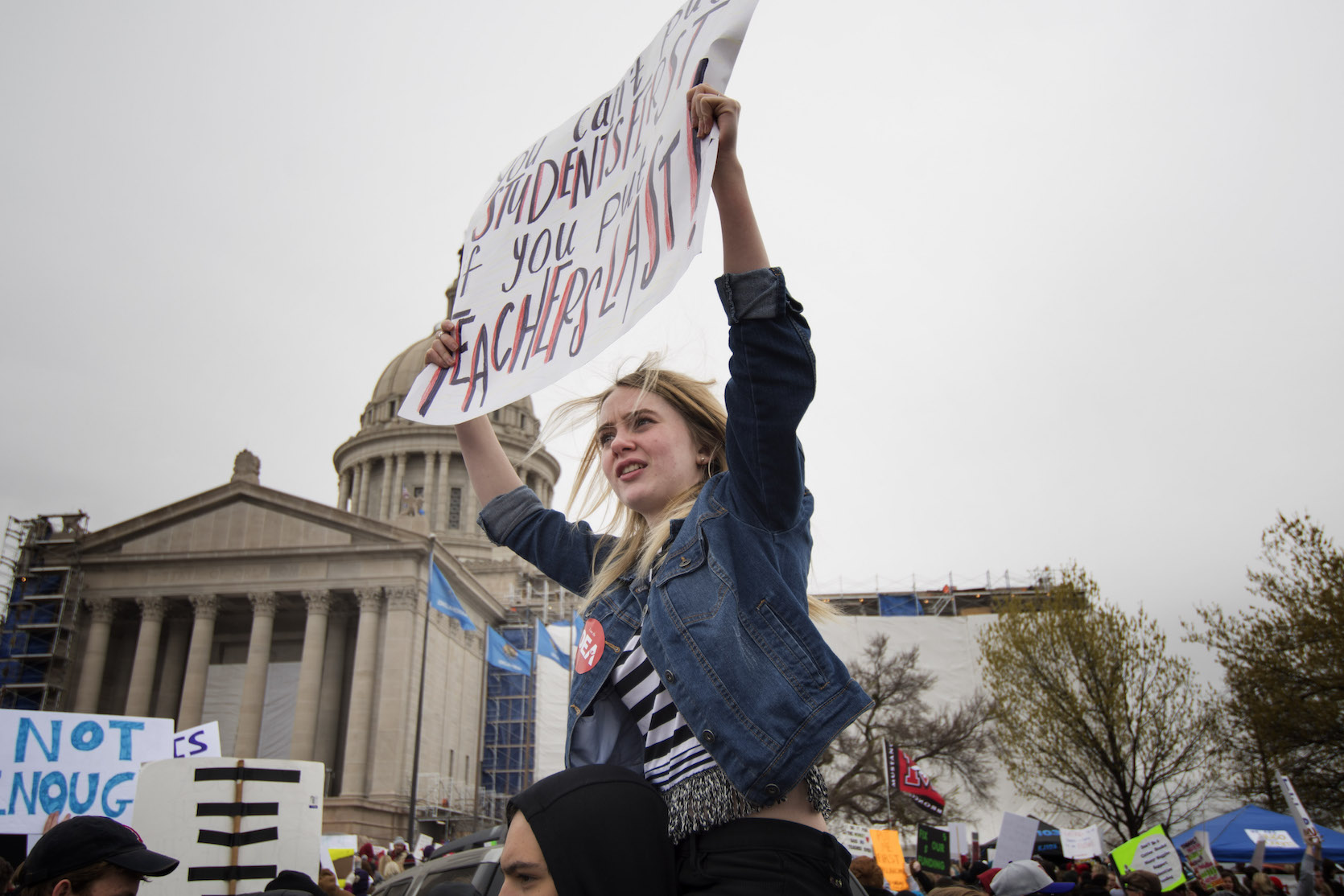 Oklahoma Teachers Go On Strike And Rally At State Capitol