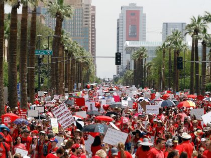 Arizona Teachers Go On Strike And March To State Capitol