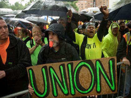 Union Workers' Groups Hold Rally In New York's Columbus Circle