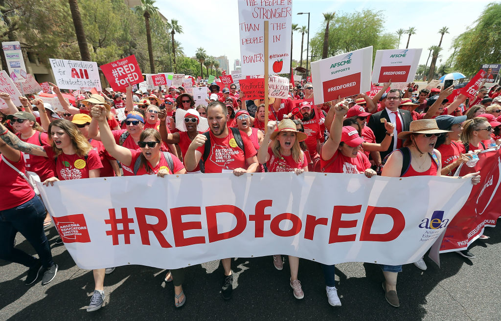 Arizona Teachers Go On Strike And March To State Capitol