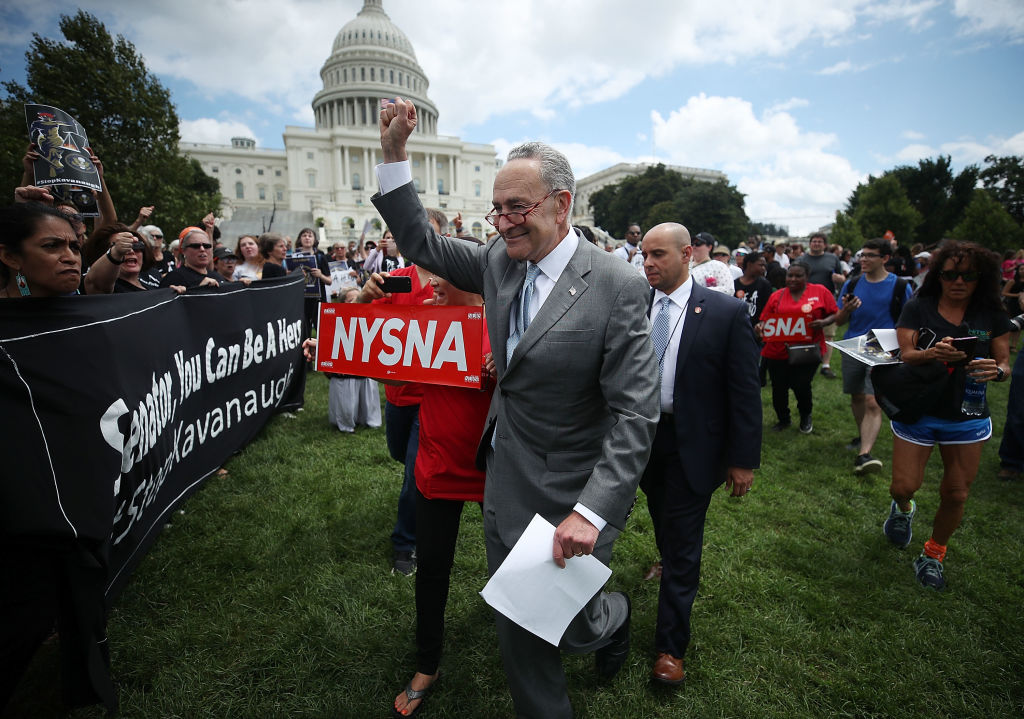Senate Democrats Rally Outside US Capitol Against Kavanaugh Nomination