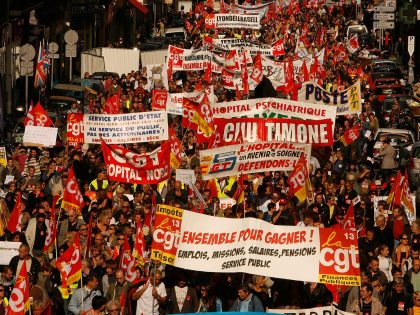 French Workers Participate In A Nationwide General Strike Over Pension Reforms