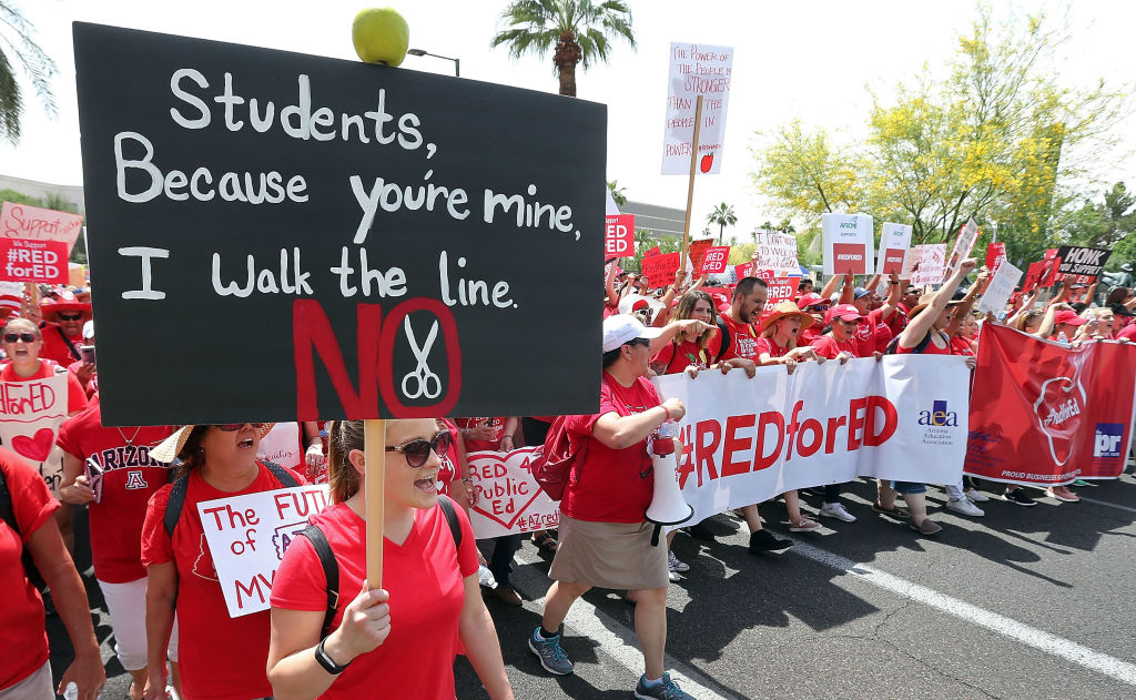 Arizona Teachers Go On Strike And March To State Capitol