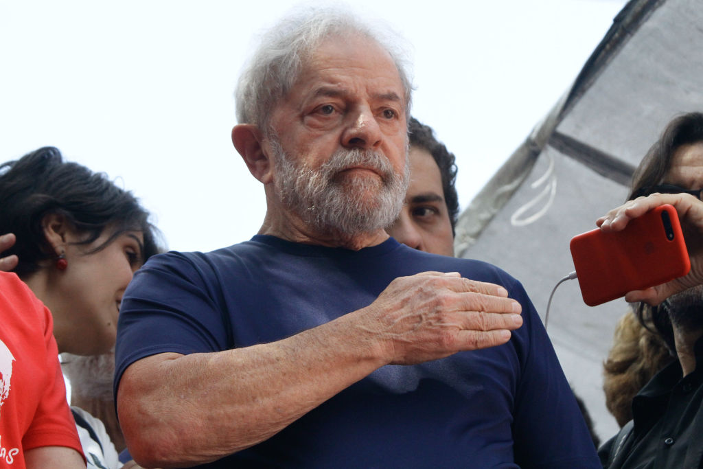 Protest against the arrest of former President Lula in Sao Paulo