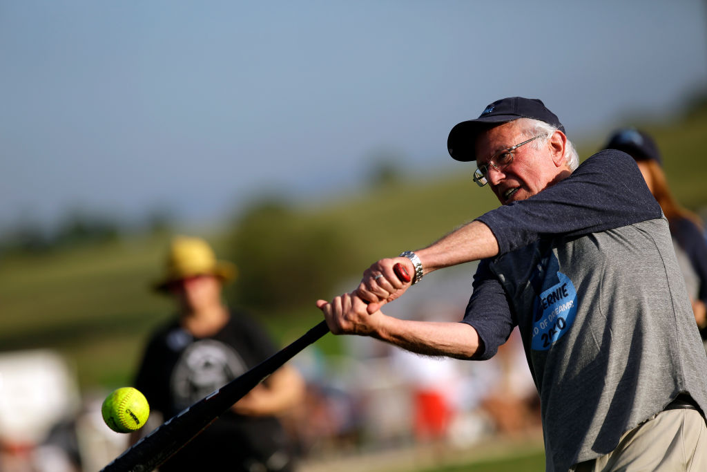 Bernie Sanders Joins Press And Campaign Staff For Softball In "Field Of Dreams"