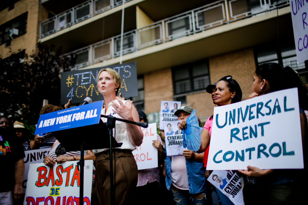 Democratic Gubernatorial Candidate Cynthia Nixon  Rally For Universal Rent Control