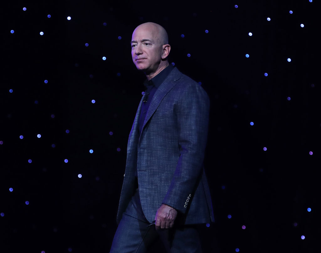 Blue Origin Founder Jeff Bezos Makes Announcement At Satellite 2019 Conference In DC