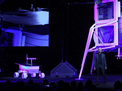 Blue Origin Founder Jeff Bezos Makes Announcement At Satellite 2019 Conference In DC