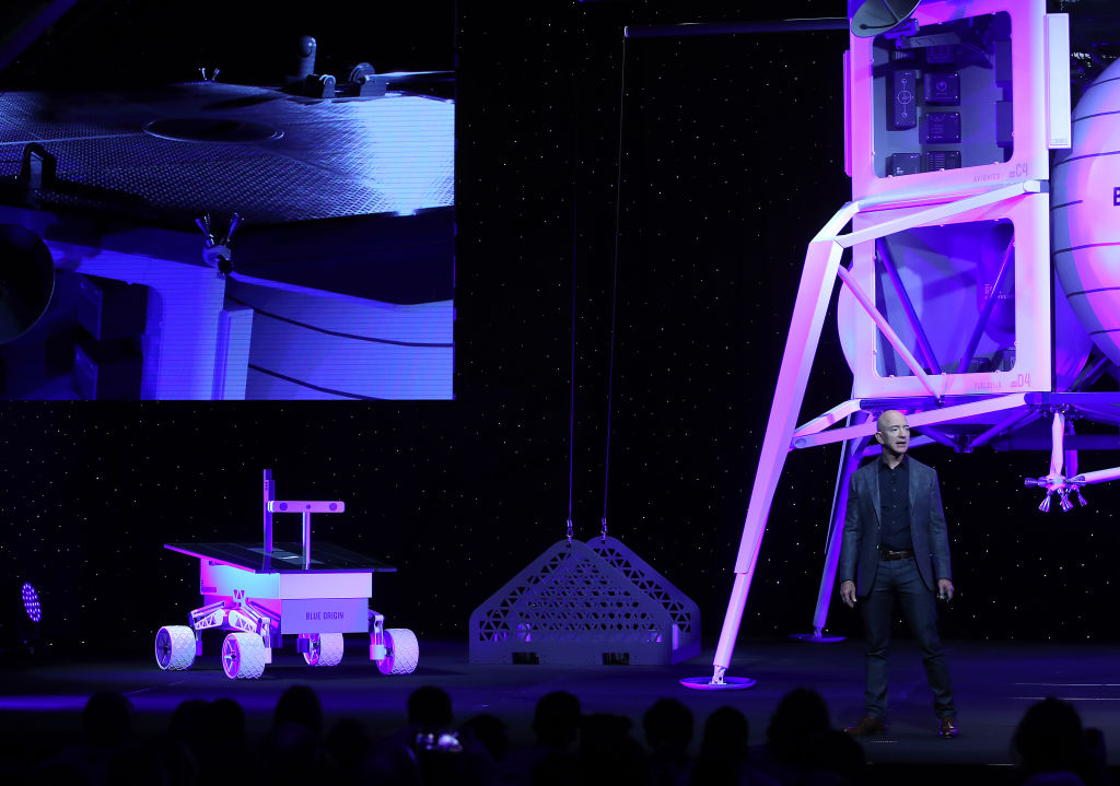 Blue Origin Founder Jeff Bezos Makes Announcement At Satellite 2019 Conference In DC