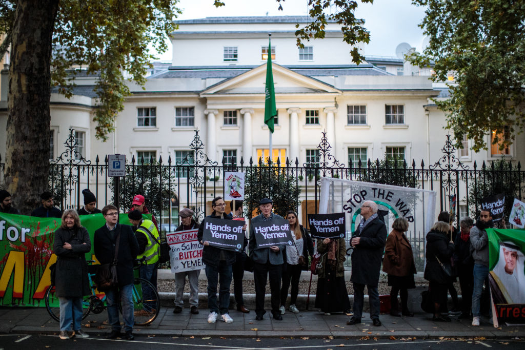 Protest at Saudi Embassy in London Over Khashoggi Death