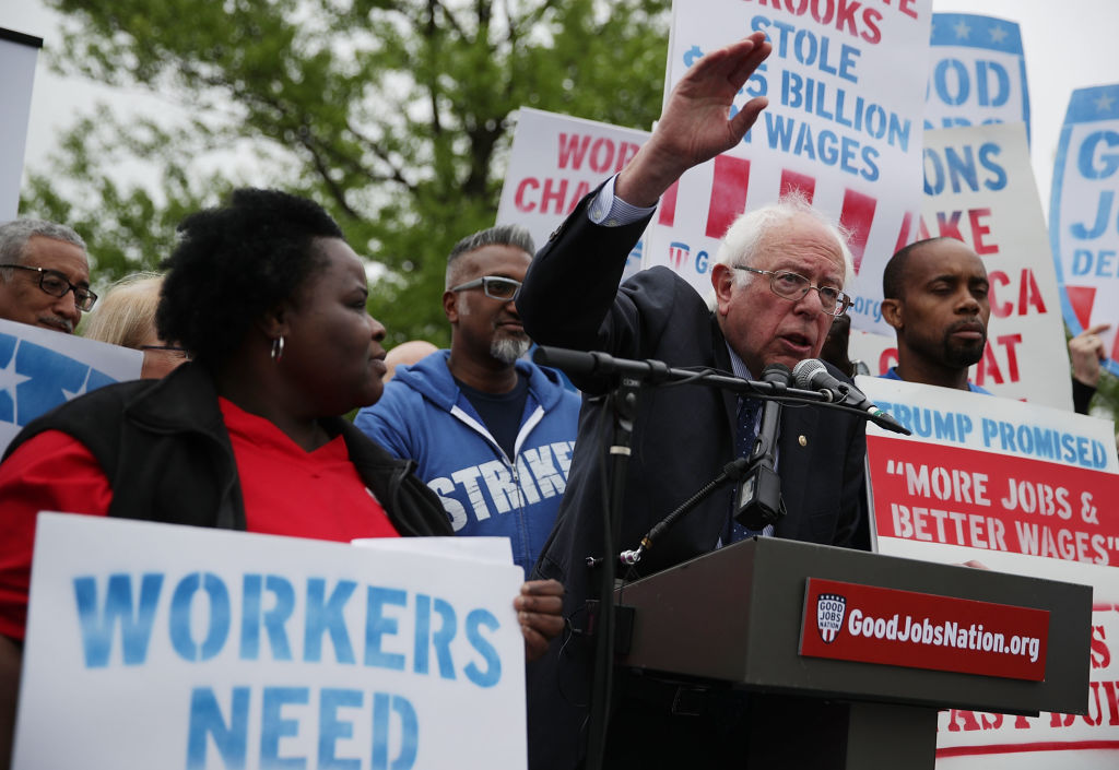 Senators Sanders, Schumer, And Murray Rally With Fair Living Wage Activists On Raising Minimum Wage