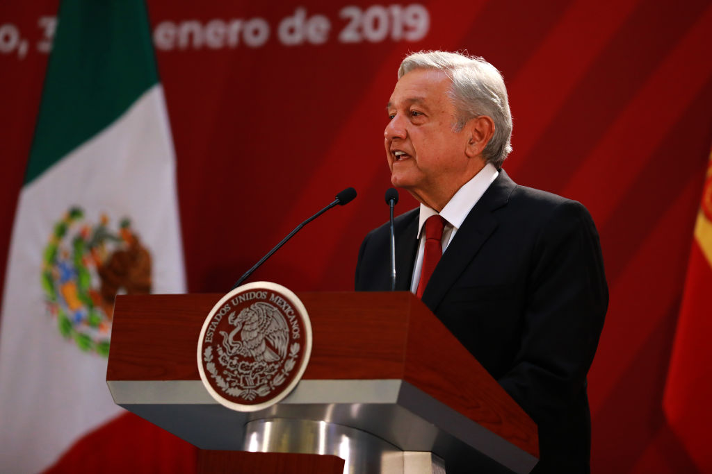 Andres Manuel Lopez Obrador Meets Pedro Sanchez Perez-Castejon Prime Minister of Spain
