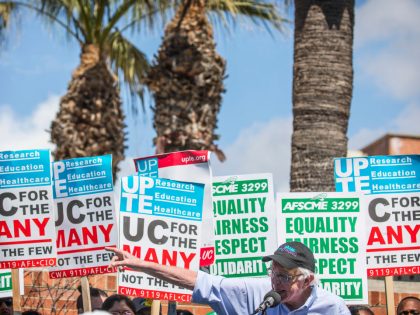 Democratic Presidential Candidate Bernie Sanders Attends Communication Workers Union Rally At UCLA