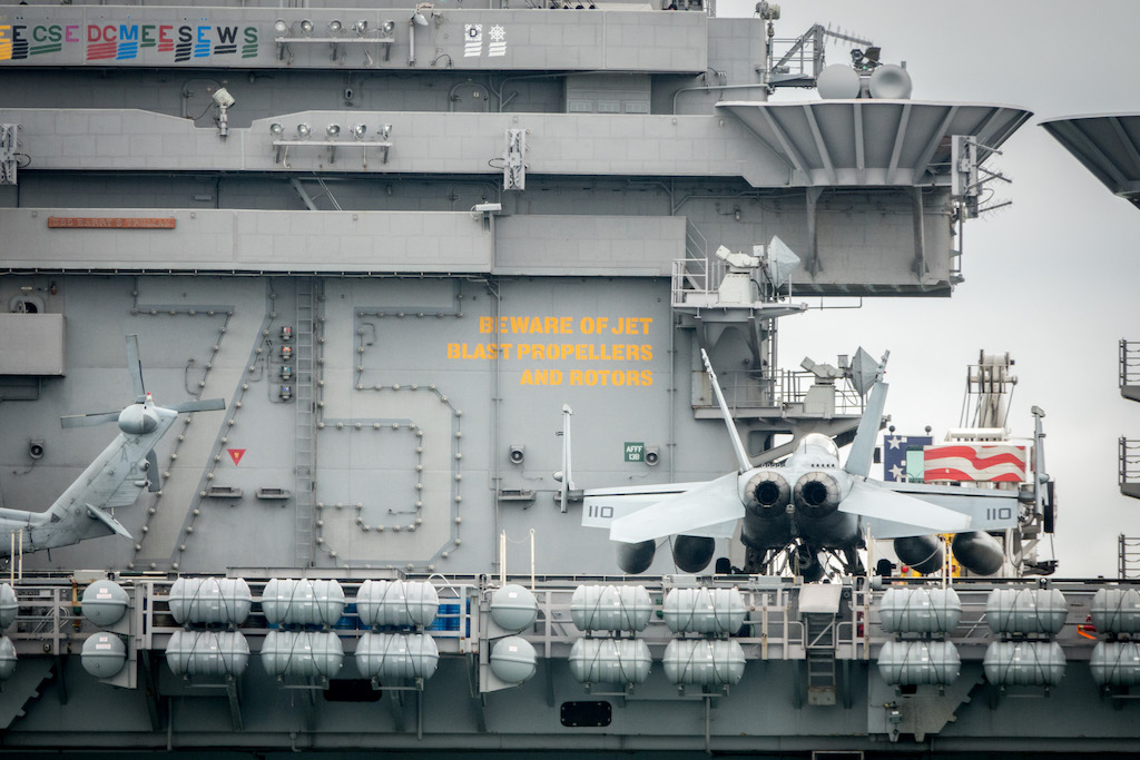 US Aircraft Carrier Docked at Portsmouth, England