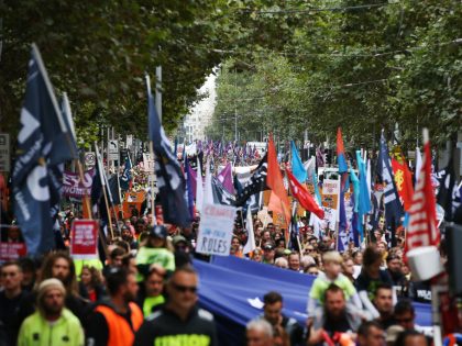Protesters Gather For Union Rally In Melbourne CBD