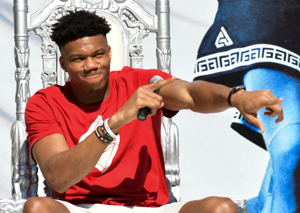 Giannis Antetokounmpo Greets Fans At Nike At The Grove In Los Angeles