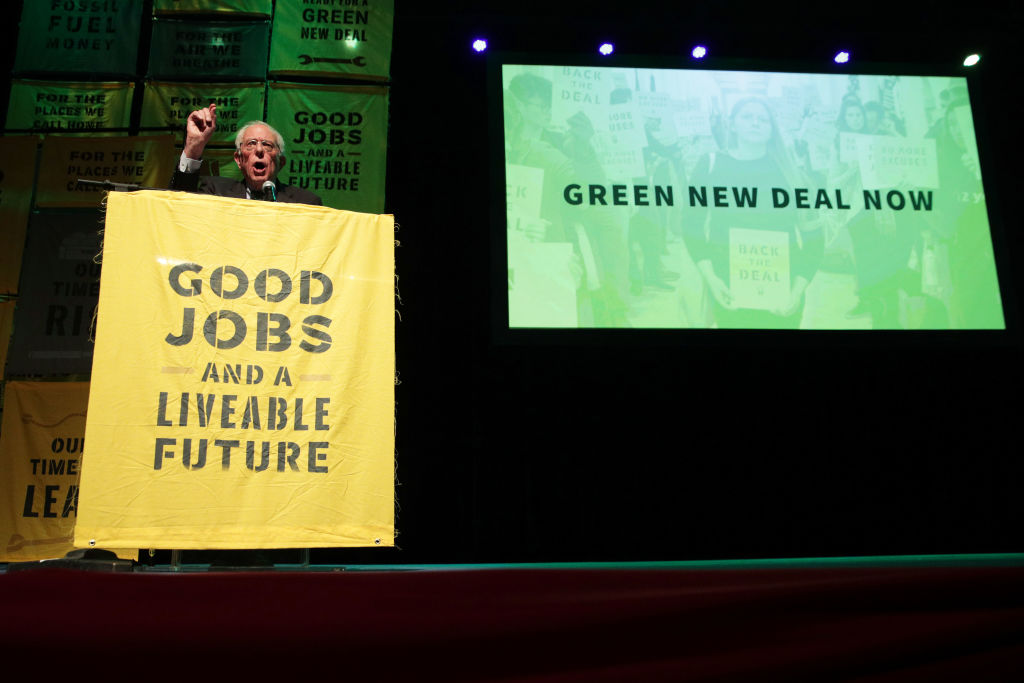 Alexandria Ocasio-Cortez  And Bernie Sanders Attend Green New Deal Rally At Howard University