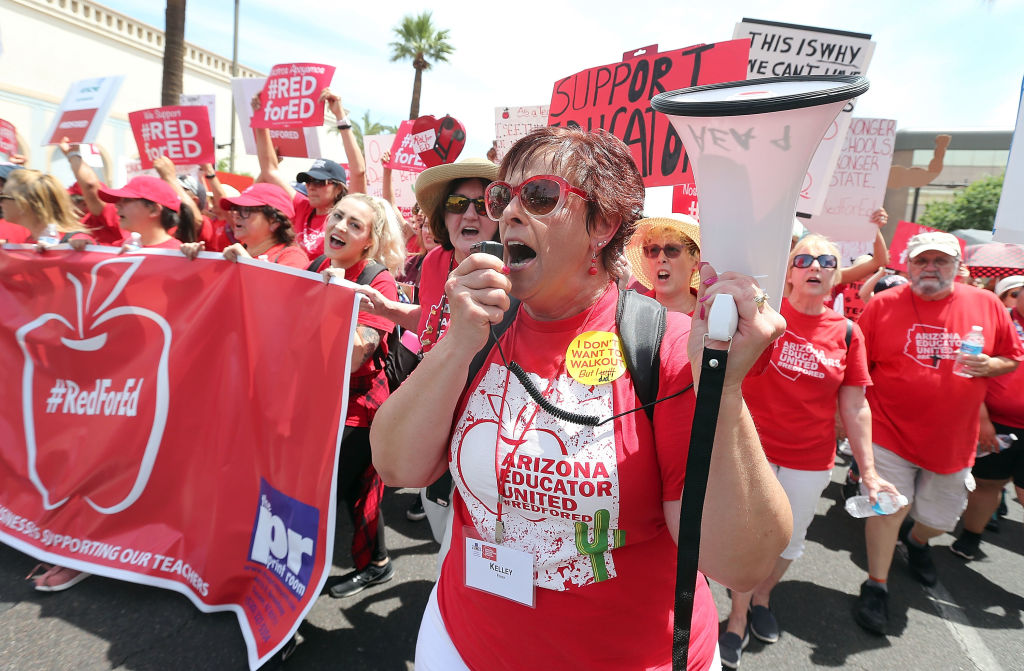 Arizona Teachers Go On Strike And March To State Capitol