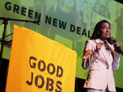 Alexandria Ocasio-Cortez  And Bernie Sanders Attend Green New Deal Rally At Howard University