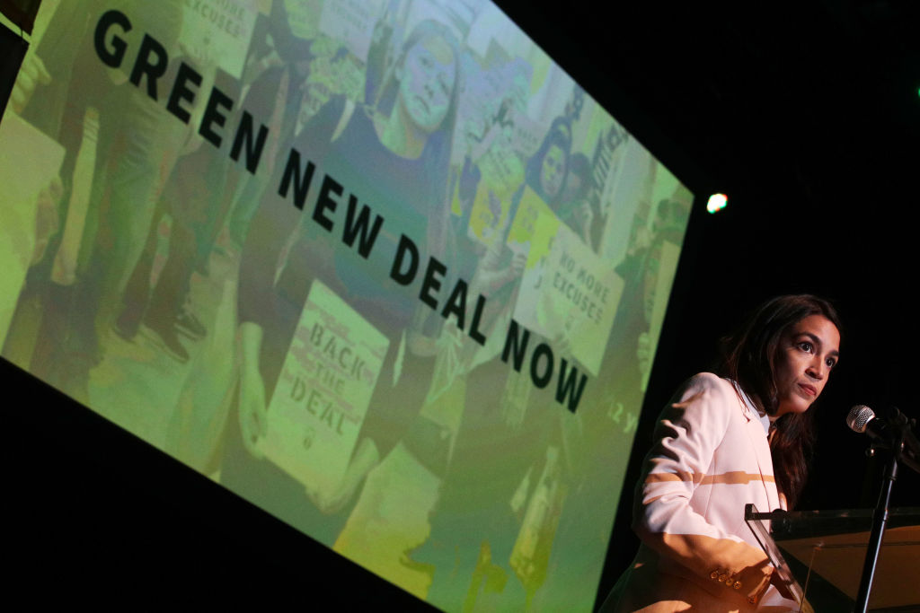 Alexandria Ocasio-Cortez  And Bernie Sanders Attend Green New Deal Rally At Howard University