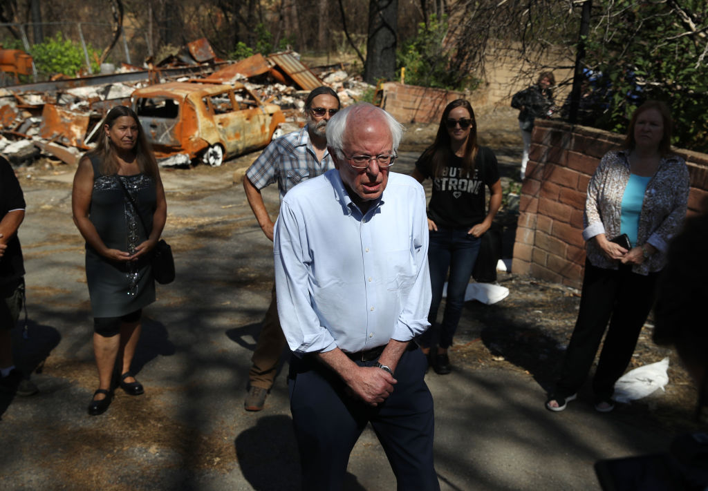 Bernie Sanders Tours Site Of Paradise, CA Wildfire, Discusses Climate Crisis