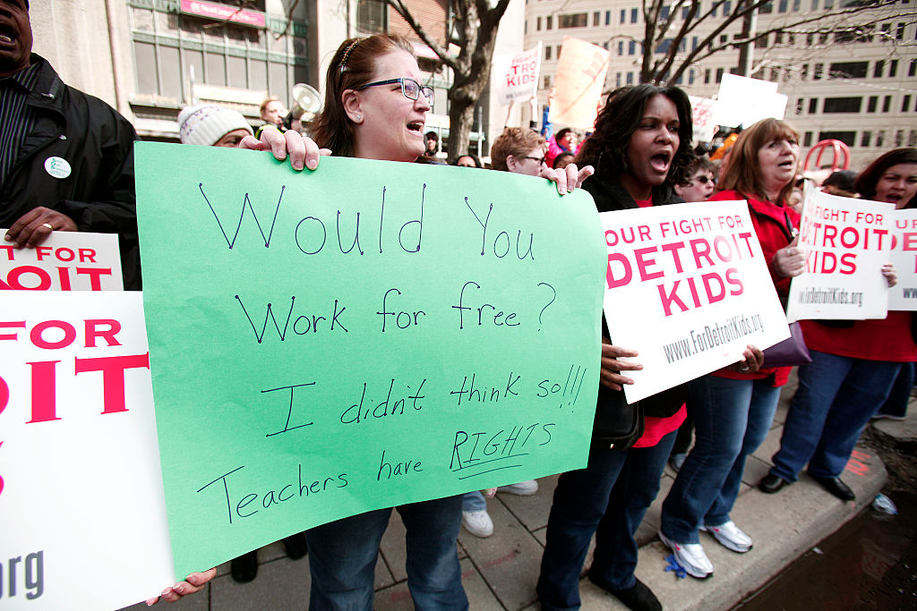 Detroit Teachers Hold Walk Out For Second Day
