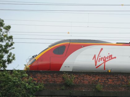 A Virgin train commutes on August 15, 20