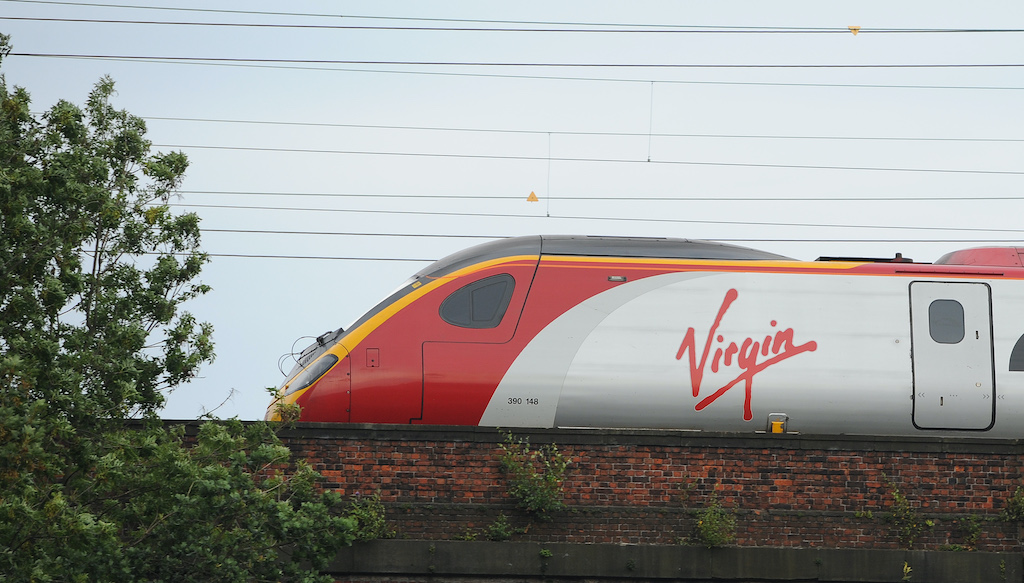 A Virgin train commutes on August 15, 20