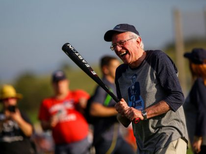 Bernie Sanders Joins Press And Campaign Staff For Softball In "Field Of Dreams"