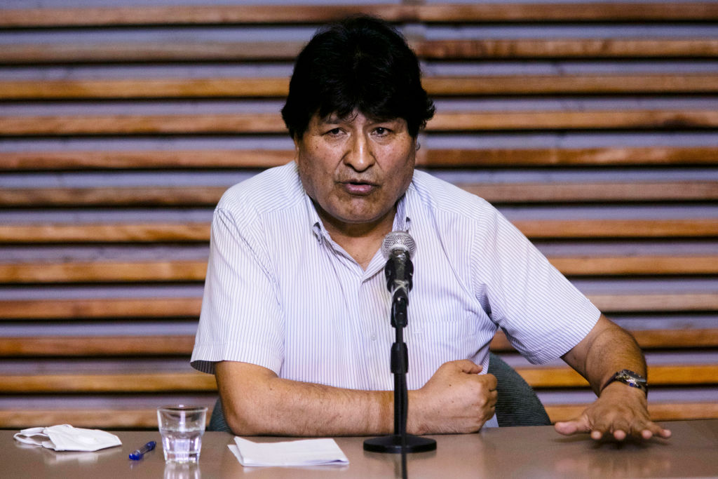 Former President Of Bolivia Evo Morales Press Conference
