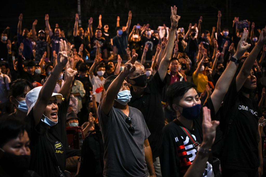 Protest Outside Siam Commercial Bank Headquarters