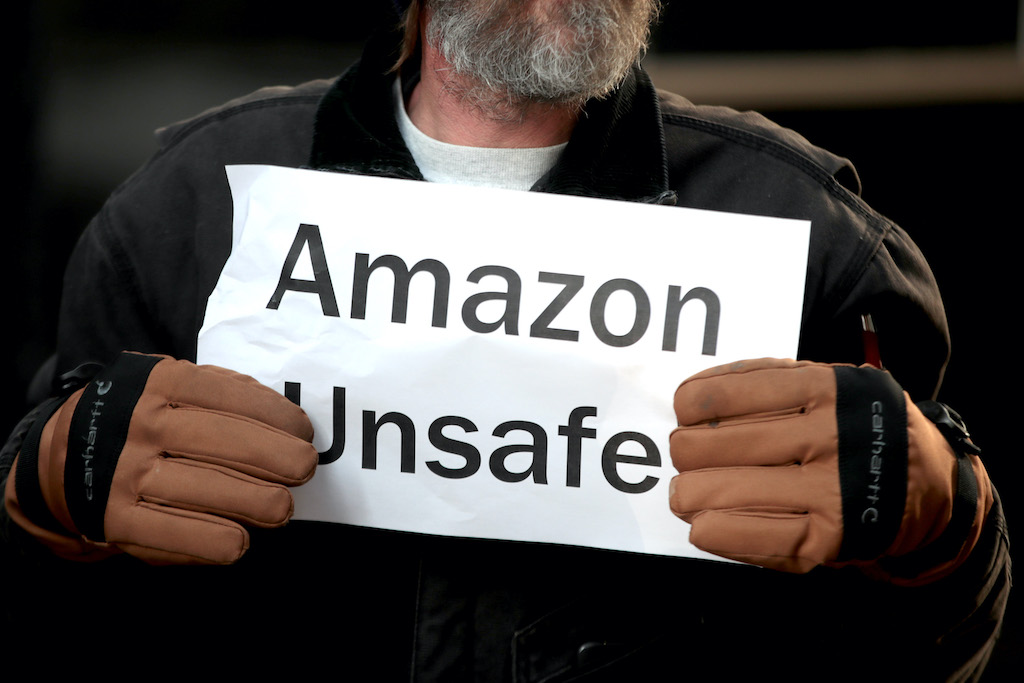 Warehouse Workers For Justice Hold Press Conference On Injury Rates At Chicago Area Amazon Warehouses