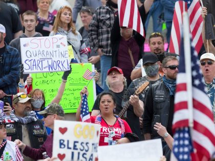 Protestors Rally Against Stay-At-Home Order At Washington State Capitol