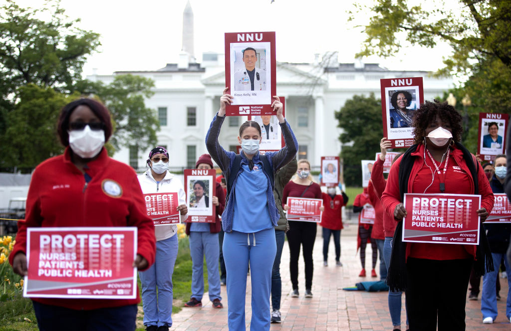 Nurse's Protest Outside White House For Better Safety Standards And Mass Production Of PPE During COVID Pandemic