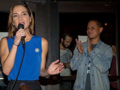 NY State Senate Democratic Candidate Julia Salazar Attends Primary Night Event In Brooklyn