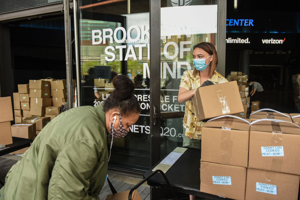 Food Bank Distributes To Those In Need At The Barclays Center In Brooklyn