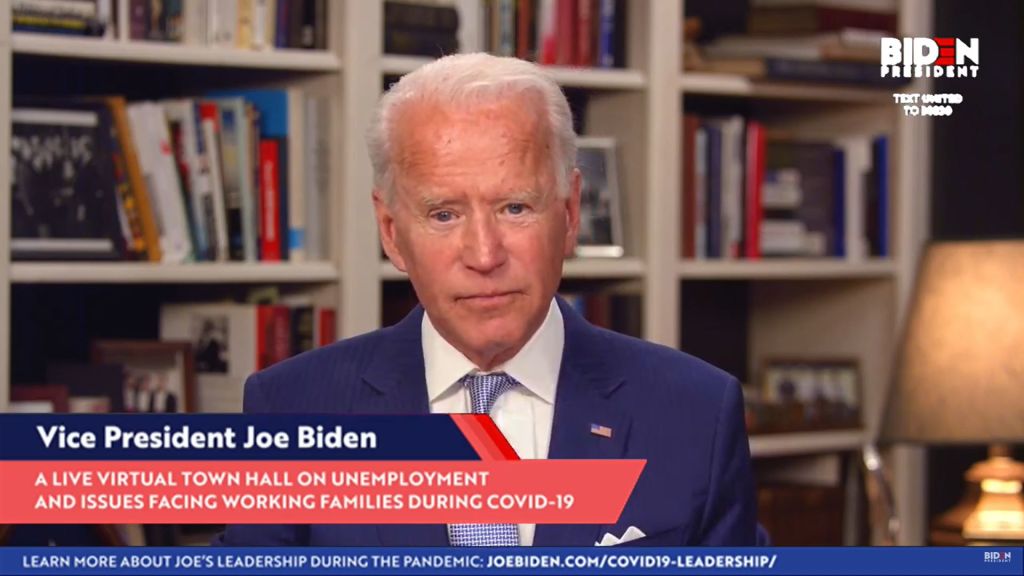 Presidential Candidate Joe Biden Holds Virtual Town Hall To Hear Coronavirus Concerns