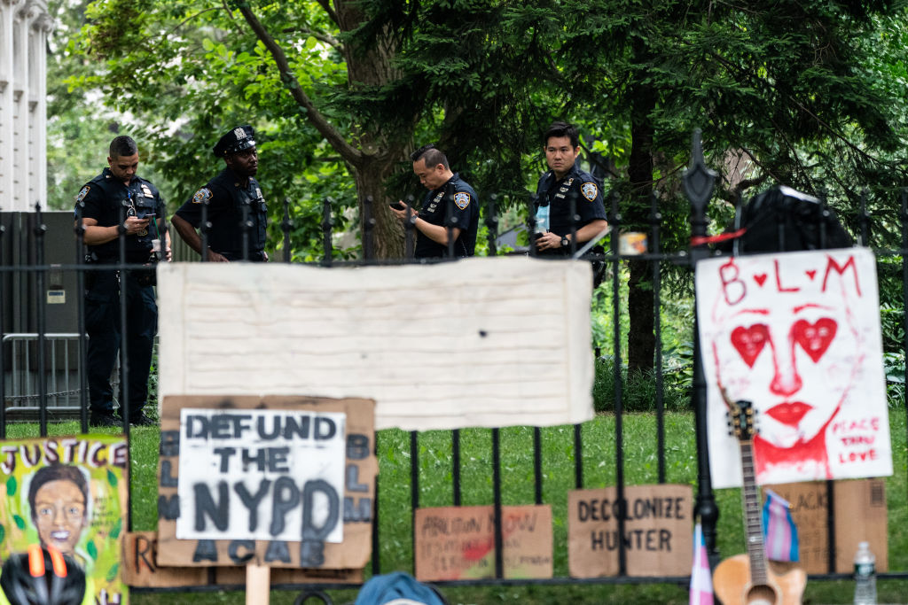 Protest Encampment At New York's City Hall Continues Calling On Budget Cuts To NYPD